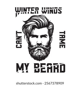 winter beard man t shirt design with vector file .