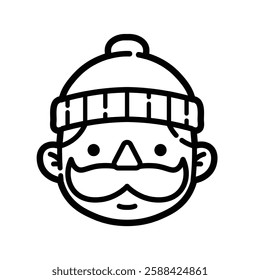 Winter Bearded Man Outline Icon Isolated On White Background