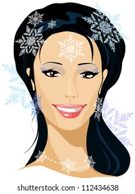 winter beautiful woman portrait illustration