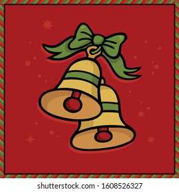 Winter bell. Vector illustration for christmas decoration. Color hand drawn art