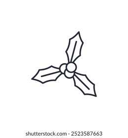 Winter Berry Symbol, Vektorgrafik. Winterberry-Symbol einzeln auf weißem Hintergrund