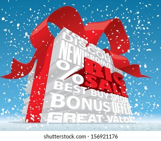 Winter Big Sale 3d Text - Vector illustration of a 3D text box announcing a grand sale. File type: vector EPS AI8 compatible.  