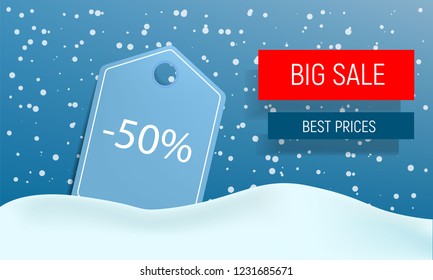 Winter big sale concept background. Realistic illustration of winter big sale vector concept background for web design