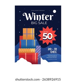Winter Big Sale flyer poster template design