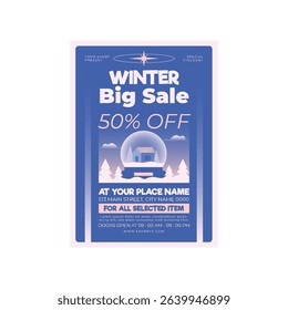 Winter big sale flyer poster template design