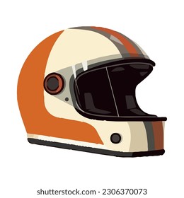 Winter biker riding motorcycle with sports helmet isolated