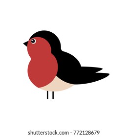 Winter bird bullfinch. Isolated Vector Illustration.