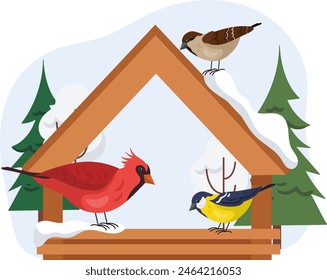 Ilustración vectorial de ornamento del alimentador del pájaro