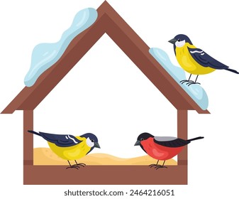 Winter Bird Feeder Vector Illustration