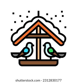 winter bird feeding season color icon vector. winter bird feeding season sign. isolated symbol illustration