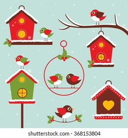winter bird house set