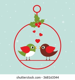 winter bird on a swing