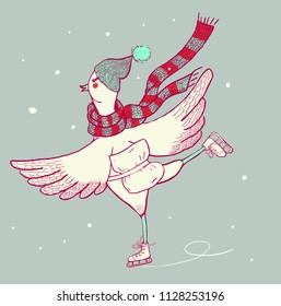 winter bird pillow vector