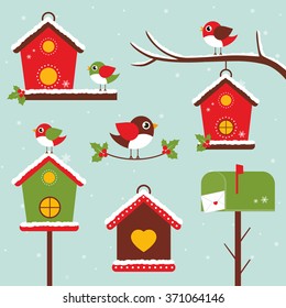 Winter Birdhouse Set