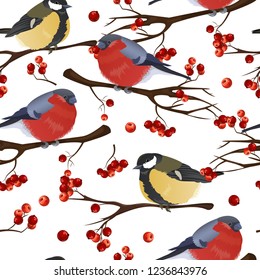 winter birds seamless pattern