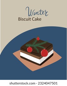 Pastel de bizcocho de invierno con vainilla