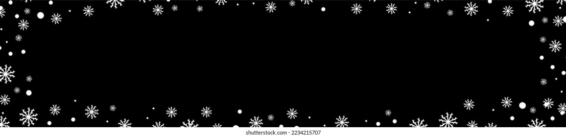 Winter black background with white snowflakes. Vector illustration