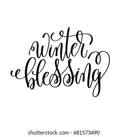 winter blessing hand lettering inscription to winter holiday greeting card, Christmas banner calligraphy text quote, vector illustration 