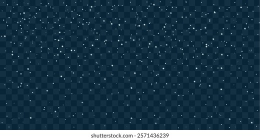 Winter blizzard. Snowflakes falling down. Snowy air flow. Realistic 3d vector illustration isolated on a transparent background.