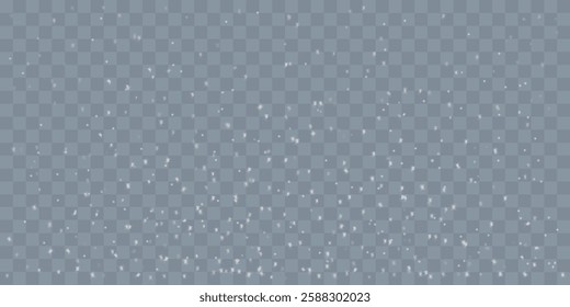 Winter blizzard. Snowflakes falling down. Snowy air flow. Realistic 3d vector illustration isolated on a transparent background.