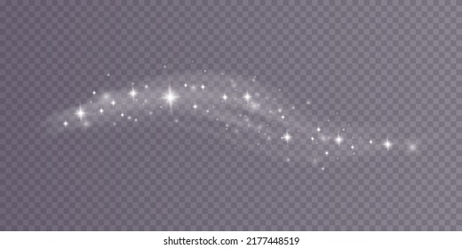 Winter blizzard with sparkles of snow on a transparent background, cold winter wind, cold. Christmas night, holiday illustration.