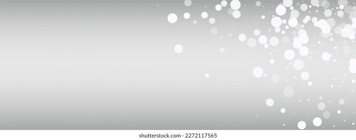 Winter Blizzard Vector Silver Panoramic Background. Sky Snowfall Pattern. Light Christmas Texture. New Snow Holiday.