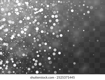 Winter Blizzard Vector Transparent Background. Falling Snow Card. Gray Magic Wallpaper. Fantasy Snowflake Backdrop.