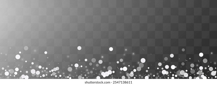 Winter Blizzard Vector Transparent Panoramic Background. Falling Snowflake Card. Gray Xmas Wallpaper. Christmas Snowfall Texture.