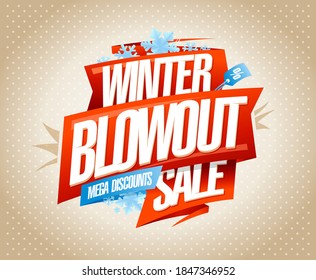 Winter blowout sale, mega discounts - vector banner design mockup