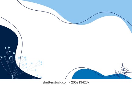 Winter blue abstract background with a branch