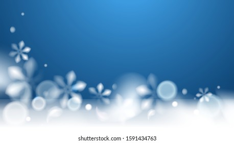 Winter blue abstract background with snowflakes vector template