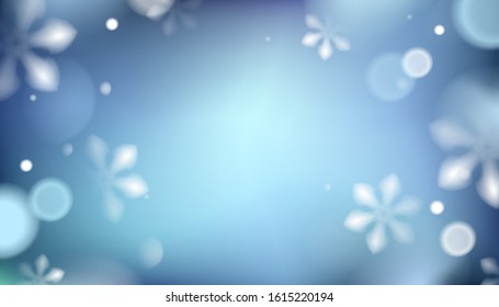 Winter blue abstract background with snowflakes vector template