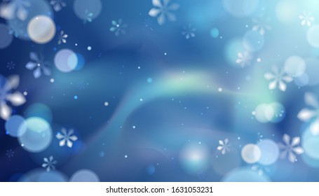 Winter blue abstract background with snowflakes vector template