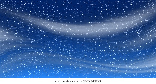 Winter blue background, blizzard and snowfall, vector illustration, EPS10