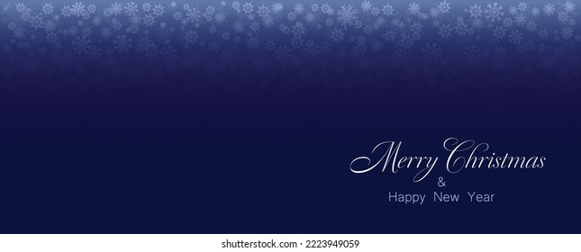 Winter Blue background christmas made of snowflake and snow with Merry Christmas text, Vector illustration. Christmas background.