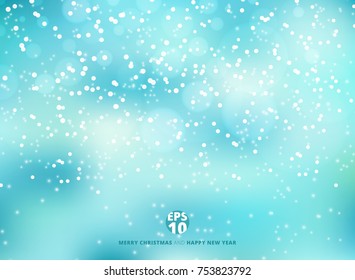 Winter blue background with snow on christmas holiday and new year. Vector illustration. Copy space