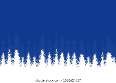 Winter blue background with snow trees. Vector