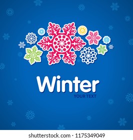 Winter blue background with snowflakes
