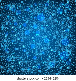winter  blue background with snowflakes