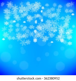 Winter blue background with snowflakes
