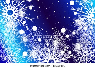 Winter blue background with snowflakes. Christmas vector pattern design for geeting card, wallpaper, backdrop.