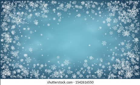 Winter blue background with snowflakes. Holiday background with snowflake