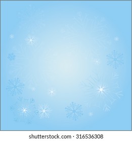winter blue background with snowflakes. Snowflakes on a separate layer