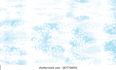 Winterblauer Hintergrund mit Schneeflocken. Vektorgrafik. Fröhliche Weihnachten und gutes Neujahr Grußkartendesign mit weißem Schnee auf blauem Hintergrund.