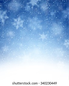 Winter blue background with snowflakes. Vector illustration.