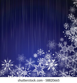 Winter blue background with snowflakes. Vector illustration