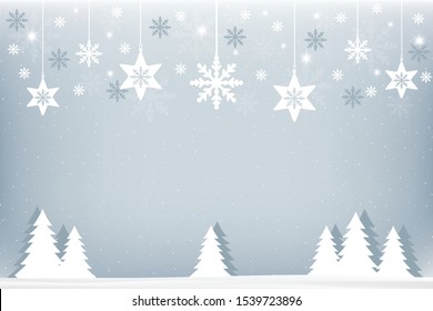 Winter blue background in blue and white style. Christmas greeting card.