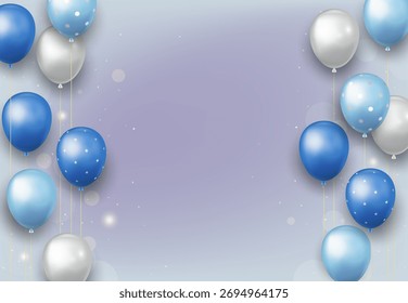 Winter Blue Balloon Background for Holiday Greetings and Design