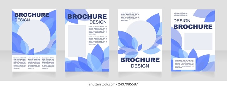 Winter blue blank brochure layout design. Leaves decor. Vertical poster template set with empty copy space for text. Premade corporate reports collection. Editable flyer paper pages