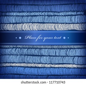 Winter blue bounded banner with satiny ribbon with place for your text